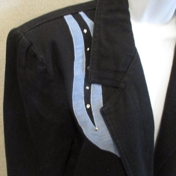 Vintage Pierre Lamonte Embellished Blazer Size 8 Black Twill - Picture 5 of 8